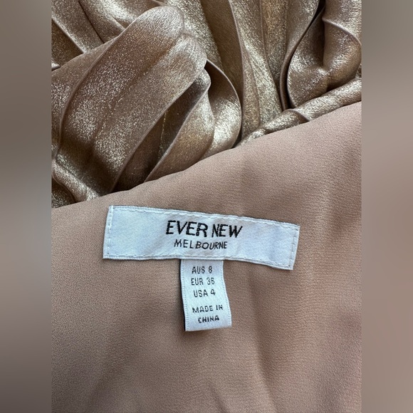 Ever New Elegant Gold Metallic One-Shoulder Cut Out Pleated Maxi Dress (Size 4) - Picture 15 of 15